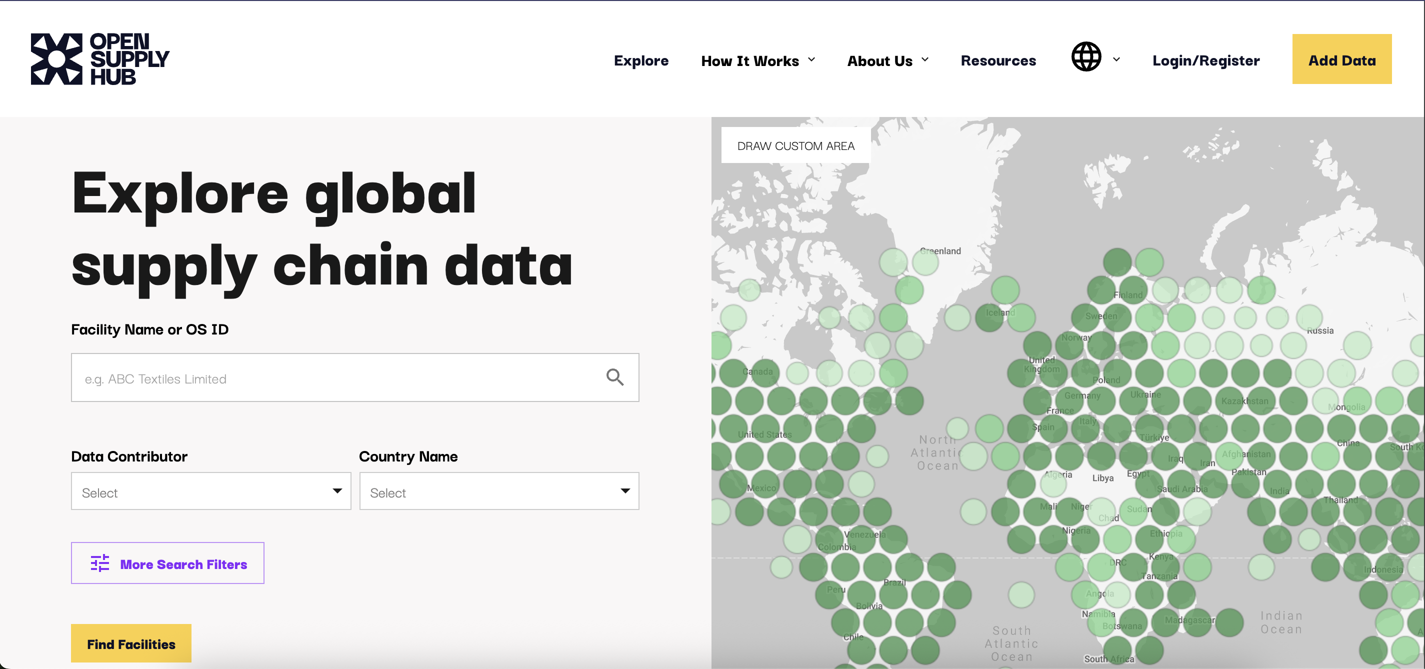 Open Supply Hub homepage